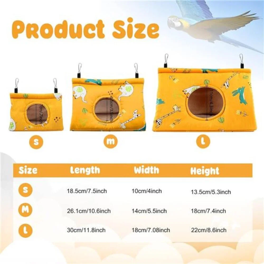 Winter Warm Bird Nest House - Hanging Hammock Velvet Shed Hut Cage Plush Fluffy